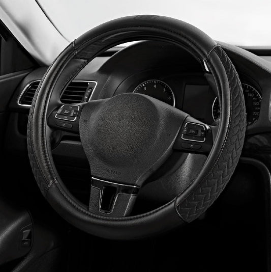 Skechers Steering Wheel Cover,Max Cushioning Leather Steering Wheel Cover Universal Fit 14" 1/2-15" Car Wheel Protector for Men Women Fit Suvs,Vans,Sedans,Car,Trucks,Black - color: Black