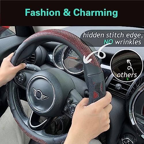 Steering Wheel Cover Great Grip with 3D Honeycomb Anti-Slip Design, Universal 14.5-15 Inch (Wine Red) - color: 1.Wine Red, size: Medium(Standard) Size[14 1/2''-15'']