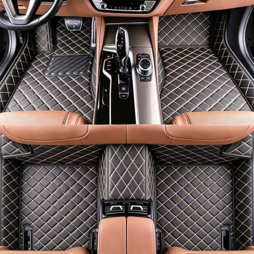 Custom Personalized Floor Mats for Cars, Luxury Full Coverage All Weather Car Mats, Anti-Slip Car Mat Set, Customize Floor Mat for 99% of Sedan, Trucks SUV (Black Beige) - color: Black beige