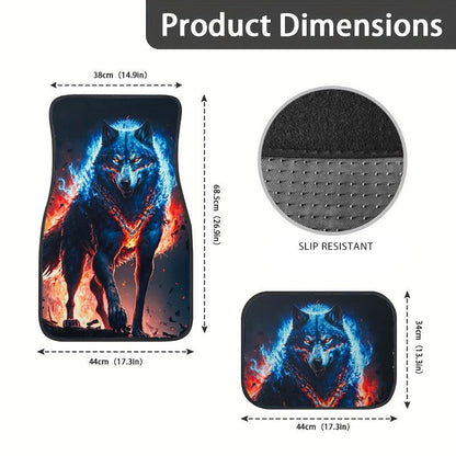 Wolf Galaxy Print Car Floor Mats - 4 Pcs Universal Fit Set for SUV, Sedan, Van- All-Weather Protection, Ultra-Soft Plush Carpet with Anti-Slip Backing, Stylish car Interior Accessories - style: Stylish