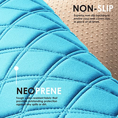 FH Group Car Seat Cushion Neosupreme Automotive Seat Cushions - Universal Fit, Rear Car Seat Cushion, Car Seat Cushions with Non-Slip Silicone Backing for SUV, Sedan, Van Rear Set Aqua - color: Aqua, style: Rear Bench