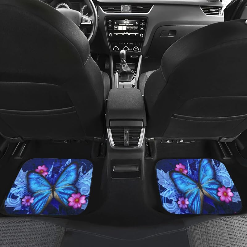 Premium 4-Piece Car Floor Mats,Black Carpet with Big Butterfly Print & Vinyl Heel Pad – Universal Fit for Sedan, SUV & Van, Truck,Heavy Duty Auto Accessories Interior - style: Butterfly style 3