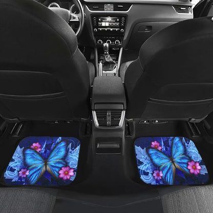 Premium 4-Piece Car Floor Mats,Black Carpet with Big Butterfly Print & Vinyl Heel Pad – Universal Fit for Sedan, SUV & Van, Truck,Heavy Duty Auto Accessories Interior - style: Butterfly style 3