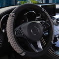 Microfiber Leather Steering Wheel Cover with Anti-Slip Lining Universal Car Accessory for Steering Wheel with a Diameter of 14.5-15 inch (Grey) - color: Grey