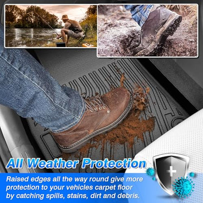 Cartist Floor Mats for Toyota Tundra 2022-2025 2026 CrewMax Cab, All Weather Floor Liners for Tundra Accessories, Heavy Duty TPE Car Mats, Car Accessories - size: 2)Toyota Tundra CrewMax Cab【2022-2026】