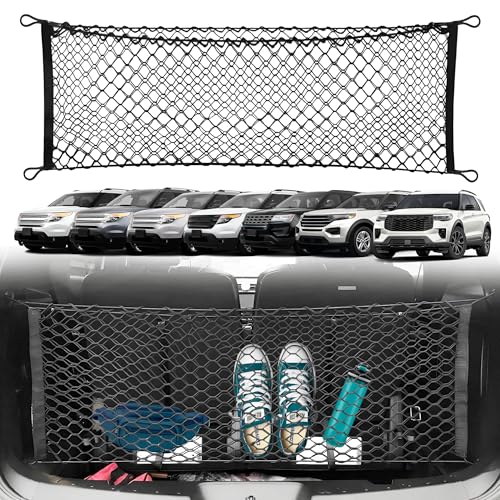 Envelope Style Automotive Elastic Trunk Mesh Cargo Net for Ford Explorer Base Sport XLT 2011-2025 - Premium Trunk Organizer and Storage - Luggage Net for SUV - Best Car Organizer for Ford Explorer