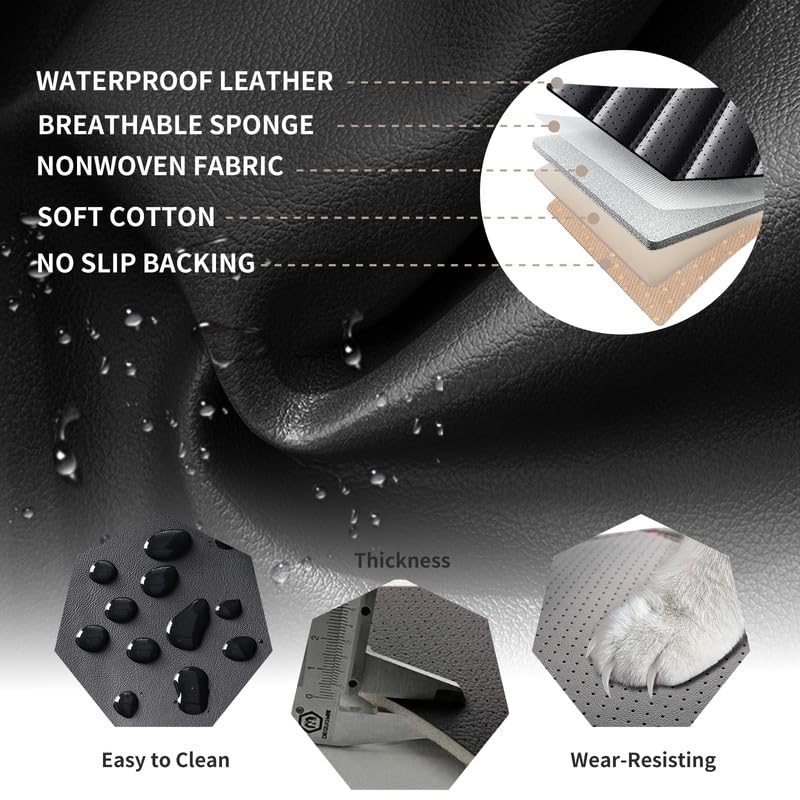 Back Seat Covers Fit for Hyundai Kona 2018-2026, Car Seat Covers Back Seats, Breathable Faux Leather Automotive Seat Covers Front Pair Anti-Slip Seat Cover(Black, Back) - color: Black, size: Fit for Kona Back seat