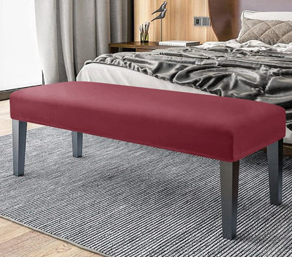 FORCHEER Velvet Bench Slipcover - Washable Seat Protector for Living Room, Kitchen & Bedroom (Velvet-Wine Red) - color: Velvet-wine Red