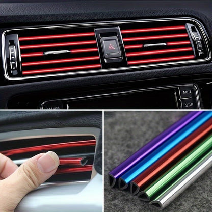 20PCS Car Vent Trim Strips, Red & Blue Chrome PVC | Air Vent Outlet Cover Decor, Universal AC Vent Decoration, DIY Accessories, Easy Install
