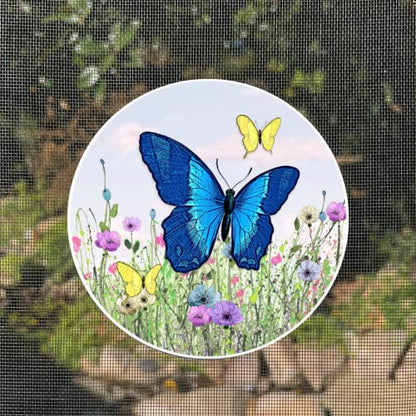 Screen Door Magnets Double Sided – Keep People, Kids, and Dogs from Running into a Screen Door. Saver - Robbins Aria Butterfly - color: Butterfly Blue