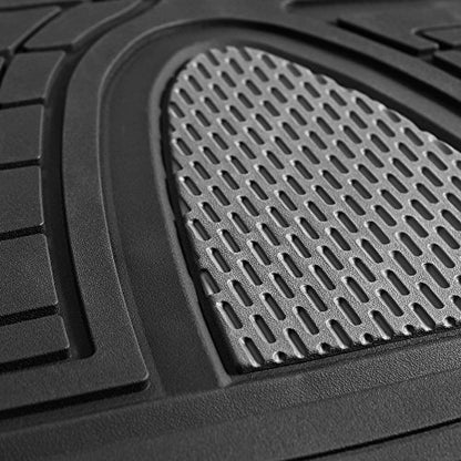 FH Group Premium Liners Tall Channel Trimmable All Weather Rubber Full Set Car Floor Mats (Gray) w. Trimmable All-Season Cargo Liner (Black) - Universal Fit for Cars Trucks and SUVs - color: Gray, style: With Cargo Mats