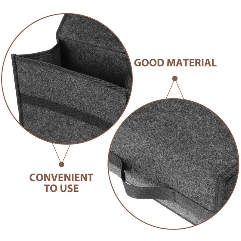 2-Pack Felt Car Trunk Organizer with Lid: Small Collapsible Cargo Storage Box Bin for Compact Sedan & SUV - Anti-Slip Noise-Free Auto Interior Storage Bag for Groceries & Tools, 11.79"x11.00"