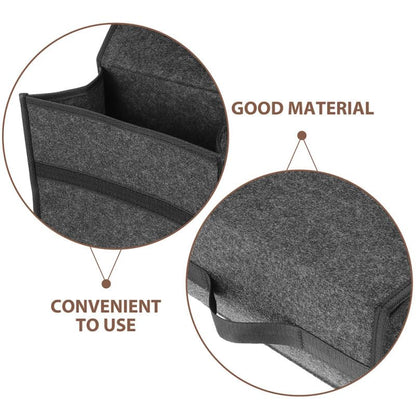 2-Pack Felt Car Trunk Organizer with Lid: Small Collapsible Cargo Storage Box Bin for Compact Sedan & SUV - Anti-Slip Noise-Free Auto Interior Storage Bag for Groceries & Tools, 11.79"x11.00"