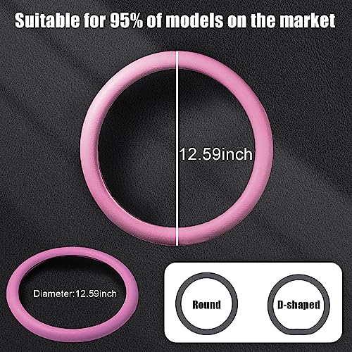 JDDRY Car Steering Wheel Cover,Silicone Steering Wheel Protector,Universal Fit Automotive Steering Wheel Cover,Steering Wheel Protective Cover(Pink,1PC) - color: Pink