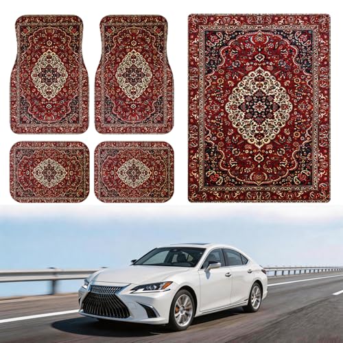 Automotive Floor Mats 5 Pcs, Universal Car Floor Mats, Bohemian Style Cargo Liner, Car Accessory for SUVs/Sedan/Wagons, Durable Protective Mat, Trunk Liner for Families/Travel Enthusiasts - color: Bohemian Style4
