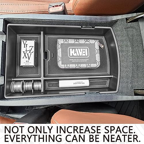 HGWEI Center Console Organizer Tray Compatible with Subaru Ascent 2019-2026 Insert Tray Storage Accessories Armrest Box Secondary Storage, ABS Material Interior Storage Box with Coin Holder, Black