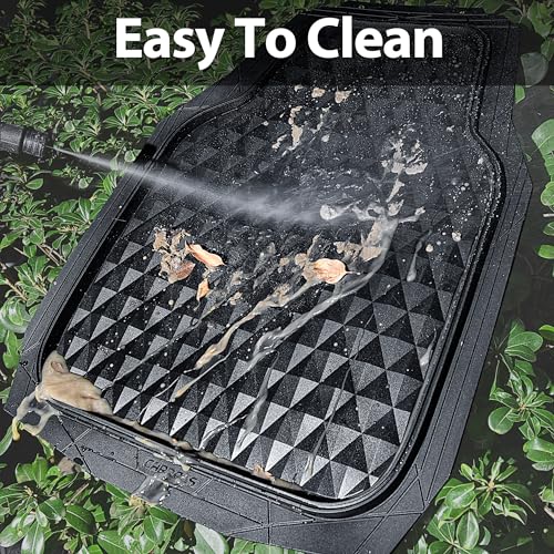 CAR PASS 3 Row Heavy Duty Rubber Car Mats, Deep-Dish All-Weather for 7 Seats 8 Seater 2nd & 3rd Floor Mats Waterproof Universal Trim Fit Liner Van,SUV,7 Passengers Vehicle,Automotive 3D Rhombus Black - color: black 3 row