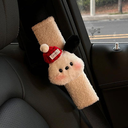 UNICOLD Soft Auto Seat Belt Cover Seatbelt Shoulder Pad Compatible with All Cars Comfortable Driving Backpack Cute Dog Patterned 2 pcs (Red) - color: Red