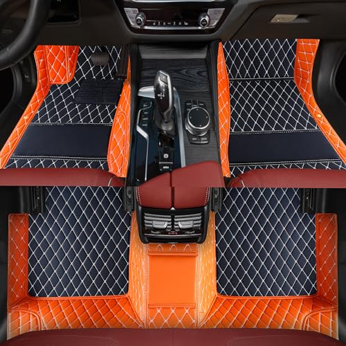 Customized car Floor mats are Suitable for 99% of Vehicle Models (sedans/Trucks/SUVs), Anti-Slip Floor mat Leather Set Provides Comprehensive Protection for the Original car Carpet. (1Orange) - color: 1Orange