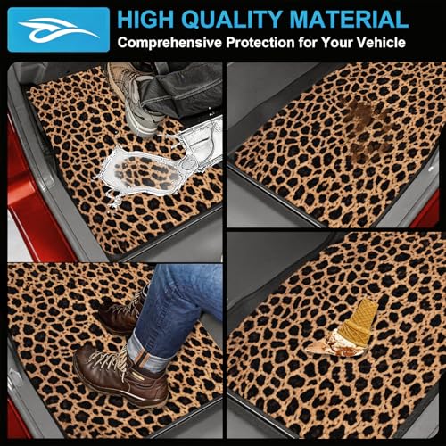 Automotive Floor Mats 5 Pcs, Universal Car Floor Mats, Leopard Print Cargo Liner, Car Accessory for SUVs/Sedan/Wagons, Durable Protective Mat, Trunk Liner for Families/Travel Enthusiasts - style: Bundle 6
