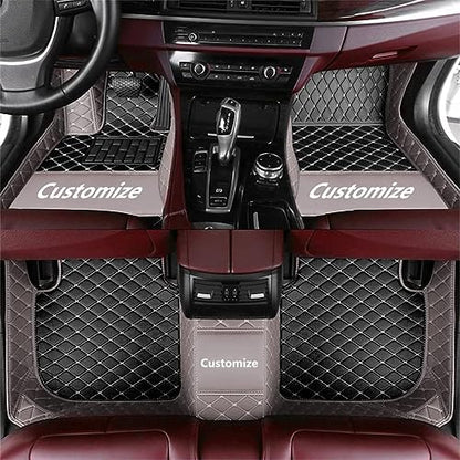 Custom Making Car Floor Mats for 97.5% Car Model Luxury Leather All Weather Waterproof Anti-Skid Full Coverage Liners (Black and Gray) - color: Black and Gray
