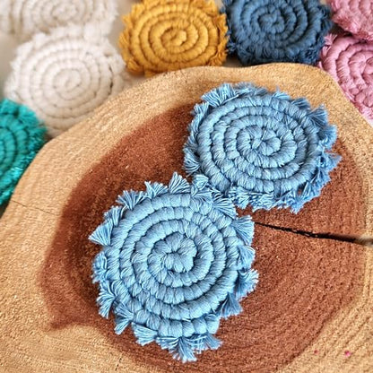 Cotton Car Coasters for Cup Holders, 2PC Car Cup Coasters, Drink Coaster Holder, Cute cupholder Coaster Accessories for Women, Macrame, Boho (Cloudy Day) - color: Cloudy Day