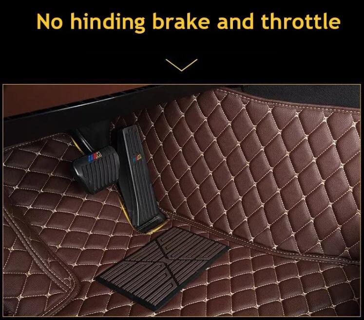 Custom Leather Car Mats, Vehicle-Specific Fit All-Weather Floor Mats, 100% Waterproof Anti-Slip Durable Protection for SUV Truck Sedan, Precision Tailored Protection (Light Brown) - color: Light Brown