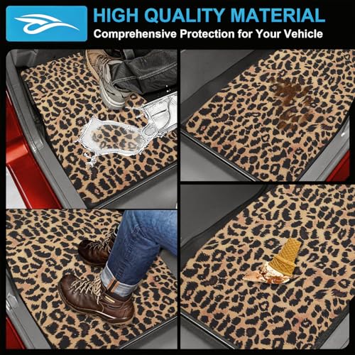 Automotive Floor Mats 5 Pcs, Universal Car Floor Mats, Leopard Print Cargo Liner, Car Accessory for SUVs/Sedan/Wagons, Durable Protective Mat, Trunk Liner for Families/Travel Enthusiasts - style: Bundle 4