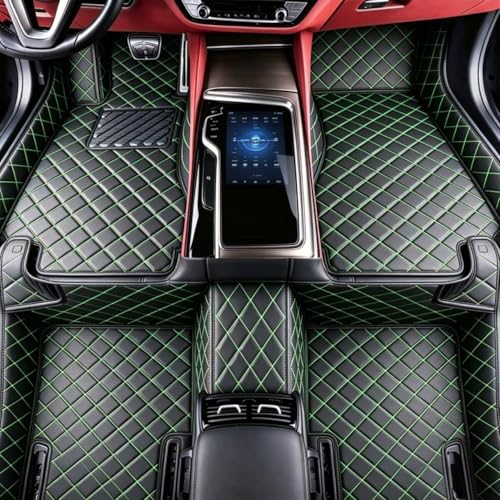 Custom Personalized Full Coverage All Weather Leather Floor Mats & Floor Liners for Cars SUVs Trucks, Anti-Slip Luxury Custom Fit Car Floor Mats Set, Fits 98% of Vehicles (Black Green) - color: black green