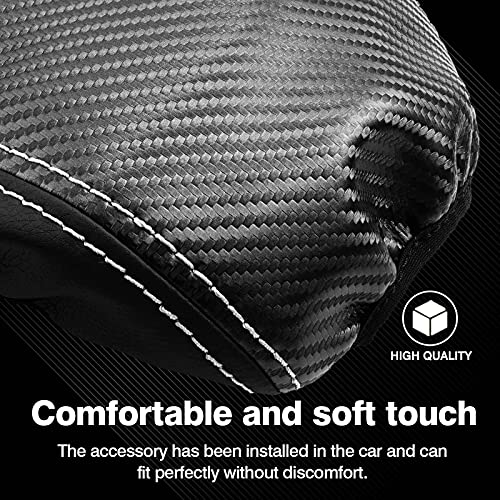 Autorder Center Console Cover for Kia Seltos 2021 2022 2023 2024 2025 Accessories Carbon Fiber Armrest Cover Anti-Scratch Middle Console Pad Leather Armrest Protector - size: 2021-2025 Kia Seltos
