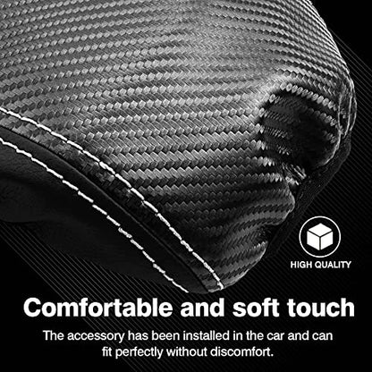 Autorder Center Console Cover for Kia Seltos 2021 2022 2023 2024 2025 Accessories Carbon Fiber Armrest Cover Anti-Scratch Middle Console Pad Leather Armrest Protector - size: 2021-2025 Kia Seltos