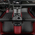All-Weather car Floor Mats-Suitable for 98% of car Models Watherproof Leather car Floor mat (Wine red and Black Beige) - color: Wine red and black beige