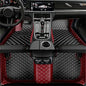 All-Weather car Floor Mats-Suitable for 98% of car Models Watherproof Leather car Floor mat (Wine red and Black Beige) - color: Wine red and black beige