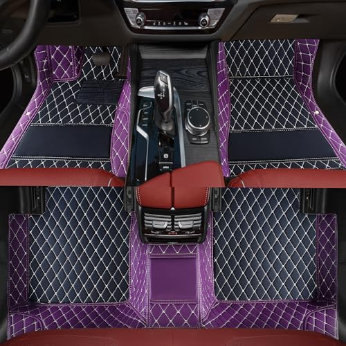 Customized car Floor mats are Suitable for 99% of Vehicle Models (sedans/Trucks/SUVs), Anti-Slip Floor mat Leather Set Provides Comprehensive Protection for the Original car Carpet. (1Purple) - color: 1Purple