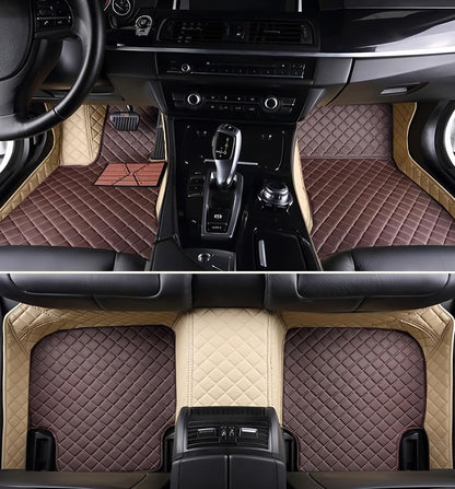 Customize Car Floor Mats for 99% Sedan SUV Sports Car All Weather Leather Full Coverage Waterproof Non-Slip Vehicle Lining Pads (Beige Brown) - color: Beige brown