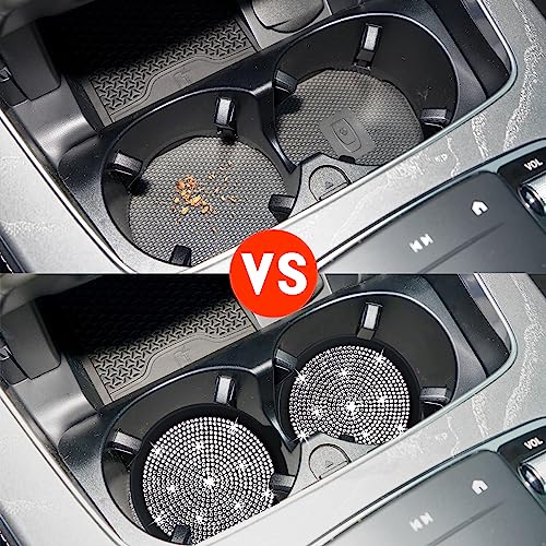 Car Cup Coaster Universal Non-Slip Cup Holders Bling Crystal Rhinestone Car Interior Accessories 2 Pack Black Whole Rhinestone - color: Black Whole Rhinestone, size: 2 Pack