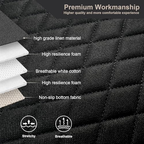 West Llama Linen Car Seat Covers,Bottom Seat Covers for Cars Include 2 Piece Front Driver Seat Pad Mat Universal Fits 90% Vehicles,SUVs,Cars,Sedans(2Piece-Black) - color: B-Black, size: 2 Front Bottom Seat Covers