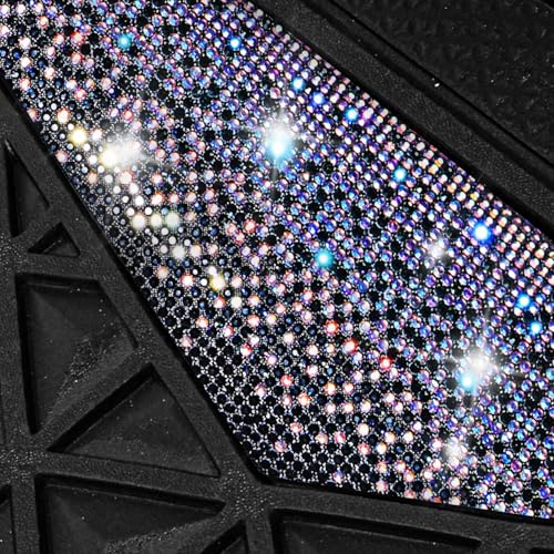 CAR PASS Dazzle Colour Change Car Mats Diamond Floor Mats Full Set Anti-Slip 3D Rhombus Waterproof Universal Trim Fit Liner Glitter Crystal Sparkly Shining Rhinestone Girl Women SUV Sedan Van Colorful - color: Bedazzed Diamond