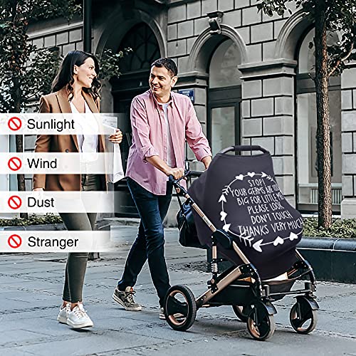Metplus Car Seat Cover Baby, No Touch Sign Carseat Canopy, Nursing Breastfeeding Covers, Stretchy Universal Fit, Multi-Use for Stroller/Shopping Cart/High Chair, Gender Neutral Shower Gift - color: Black