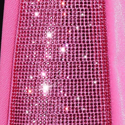 CAR PASS Hot Pink Bling Diamond Leather Car Seat Covers Full Sets, Waterproof Shining Glitter Sparkly Crystal Universal Armrest Fit for Automotive Truck SUV Cute Women Girl,Hot Pink Rhinestone - color: Pink Rhinestone-Hot, size: Full Set
