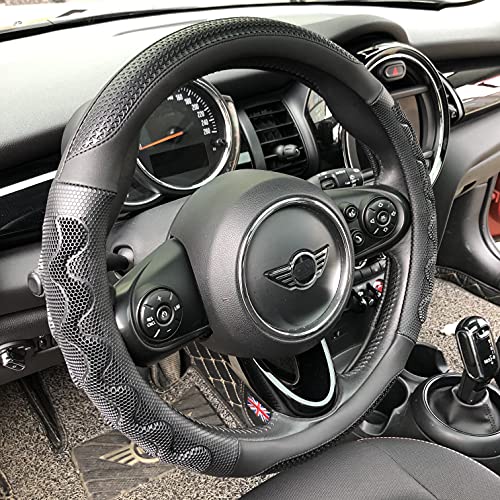 PINCTROT Small Size Steering Wheel Cover Great Grip with 3D Honeycomb Anti-Slip Design, 14 Inch (All Black) - color: 3.Black (All Black), size: Small Size[14''-14 1/4'']