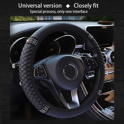 Microfiber Leather Steering Wheel Cover with Anti-Slip Lining Universal Car Accessory for Steering Wheel with a Diameter of 14.5-15 inch (Black) - color: Black