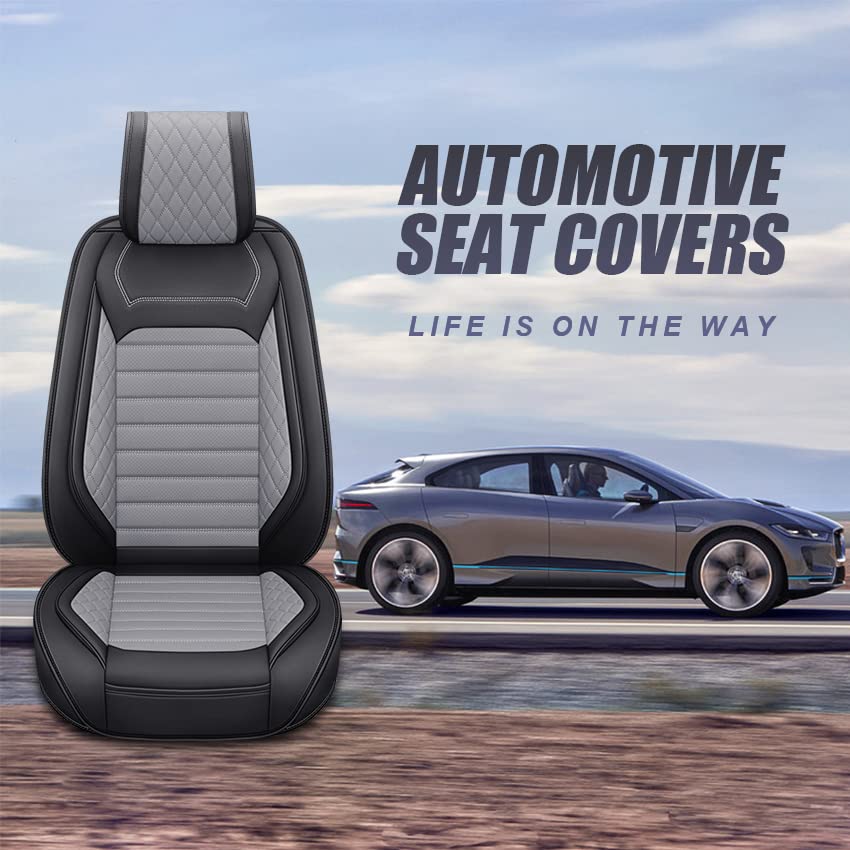 Aierxuan Front Driver Seat Covers for Cars Universal Fit for Honda Toyota Hyundai Elantra Jeep Wrangler Liberty Acura Mitsubishi Outlander Nissan Lexus VW Jetta Passat (2PCS Front,Black-Grey) - color: 2 Pcs Front/Black-Grey