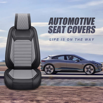 Aierxuan Front Driver Seat Covers for Cars Universal Fit for Honda Toyota Hyundai Elantra Jeep Wrangler Liberty Acura Mitsubishi Outlander Nissan Lexus VW Jetta Passat (2PCS Front,Black-Grey) - color: 2 Pcs Front/Black-Grey
