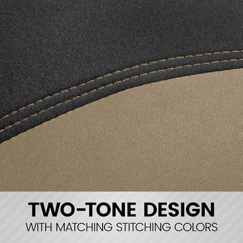 BDK UltraSleek Beige Seat Covers for Cars Full Set, Two-Tone Front Seat Covers with Matching Back Seat Cover, Stylish Car Seat Protectors with Split Bench Design, - color: Beige