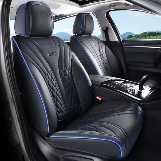 Coverado Car Seat Covers, Car Seat Covers Front Seats, 2-Pack Front Seat Cover, Nappa Leather Waterproof Seat Covers, Car Seat Protectors, Automotive Seat Covers Universal Fit for Most Vehicles - color: BlackBlue, size: FrontPair