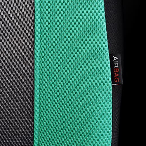 Flying Banner car seat Covers Full Set All Air Mesh Breathable Man Lady Airbag Compatible Rear Bench Split 40/60 50/50 60/40 Truck Pick Up (Full Set - Low Back, Black Gray Mint Green) - color: Black Gray Mint Green