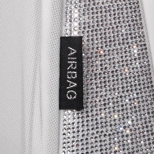 CAR PASS All White Bling Diamond Leather Car Seat Covers Full Sets,Waterproof Shining Glitter Sparkly Crystal Universal Fit for Automotive Truck SUV Cute Women Girl Airbag Compatable,Sliver Rhinestone - color: All White Rhinestone, size: Full Set