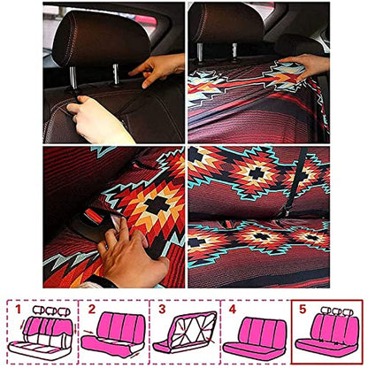 Western Cowboys Car Rear Seat Covers Stretch 2 Pack Western Seat Cover Bench Seat Covers for Trucks Car Interior Accessories, Brown - color: 1 Western Cowboys