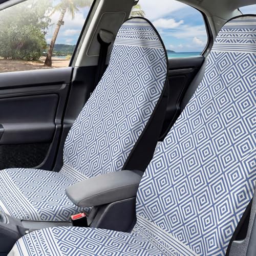 2 Pack Car Seat Towel Covers, Sweat Protector for Front Seats, Premium Thickened Microfiber with Boho Geometric, Breathable & Quick Dry, Slip-on Headrest Pocket for Gym, Beach, Running (Royal Blue) - color: Royal Blue